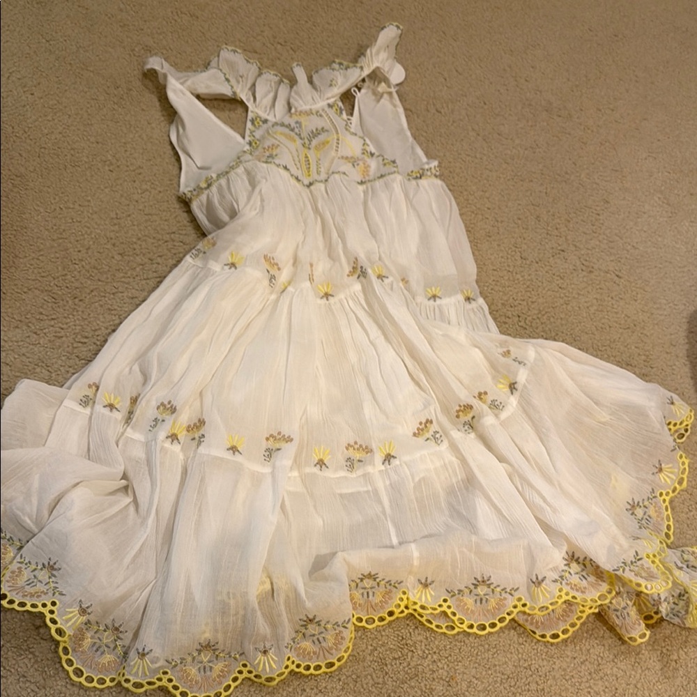 Charming White and Yellow Kids Dress